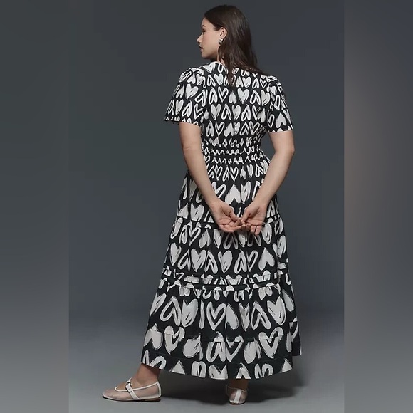 NEW Anthropologie Somerset Maxi Dress Black White Heart 2X Plus Maxi NWT - Picture 3 of 10